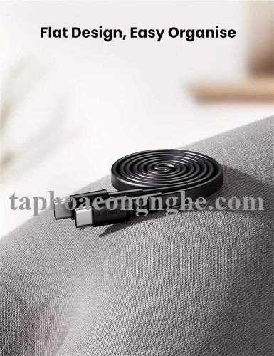 Ugreen 10974 0.5M 2.0 PD 3A 20V màu đen USB type C Cáp sạc và truyền dữ liệu máy tính ra điện thoại US333 30010974